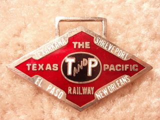 texas pacific t p railway co railroad train watch fob