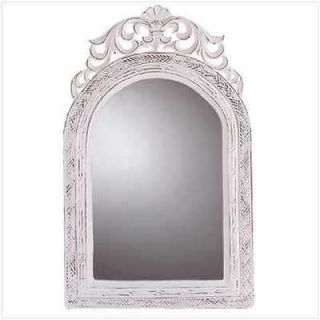 distressed white arched top shabby wall mirror new time left