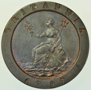 1797 CARTWHEEL TWOPENCE GEORGE III BRITISH COIN IN UNC