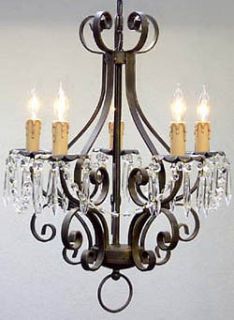 WROUGHT IRON CHANDELIER LIGHTING COUNTRY FRENCH CRYSTAL TOLE CEILING 
