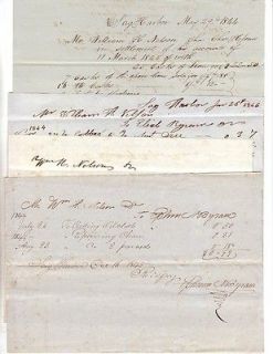 1840s Sag Harbor NY Documents, Wm H Nelson   Lot (5)