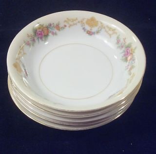 set of 6 NIPPON IMPERIAL CHINA BERRY soup BOWLS Floral & Scrolling 