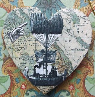 AltEreD ArT Vintage Handmade Victorian Heart Brooch OOAK airship 