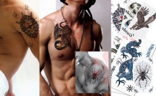 Mix Animal Temporary Tattoo Flash with Glitter, Tattoo Art Tough Guy 