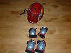 EUC HOT WHEELS RED BIKE HELMET WITH KNEE PADS AND ELBOW PADS