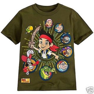Disney Store JAKE AND THE NEVER LAND PIRATE ARMY GREEN TEE T SHIRT for 