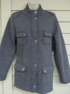 SAINT JAMES 80% wool gray zipper snap coat w/fleece lining BEAUTIFUL 