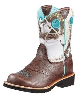   Girls Fatbaby Cowgirl Cowboy Western Boots Brown Snowflake 10010259