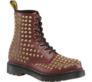 Dr. Martens Womens Spike 8 Eye Lace Up Studded Ankle Boots Cherry Red 