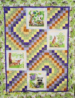 Forest Gathering Quilt Kit Gentle Nature Quilt fabric Baby animals 