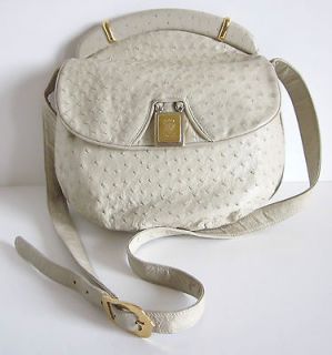 GUCCI Vintage Ostrich Leather Messenger Shoulder Bag Handbag Purse 