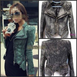 spiked jean jacket in Womens Clothing
