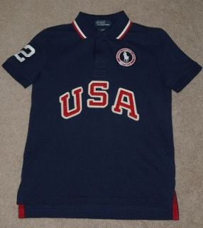 NWT Polo by Ralph Lauren Boys USA Olympic Polo Shirt Blue Sz2/2T Ret 