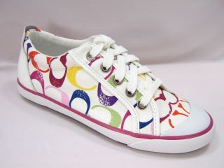 New NIB Coach Barrett Signature White Multicolor Colorful Sneakers 11 