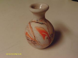 Vintage Nemadji Pottery Small Vase; Made in USA; Browns and Oranges 