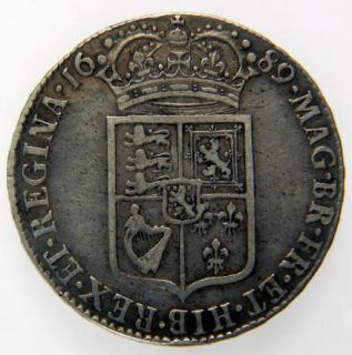 1689 William and Mary Half Crown VF. 60+ Coins in my  Shop.