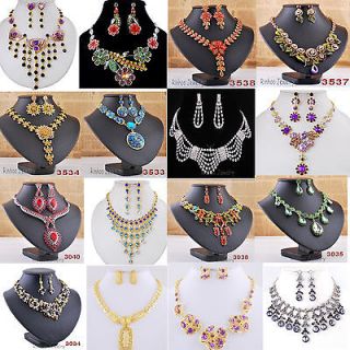 Statement Bridal&Party Necklace Earring Set Alloy Rhinestone Womens