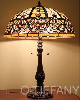 Tiffany Sty Stained Glass Lamp Granduer w/ 20 Shade & Tiffany 