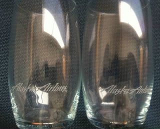 PAIR OF FIRST CLASS ALASKA AIRLINES WINE GLASSES GLASSWARE STEM 