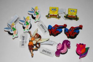 NEW JIBBITZ by CROCS 10 SHOE CHARMS 2 SPIDERMAN 3 TINKERBELL 2 