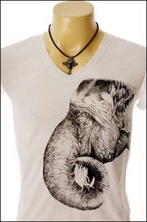 New Vintage Retro Elephant White T Shirt Size M (LabelL) (Thin Style 