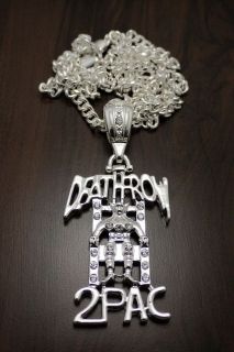 New Iced Out Silver 2Pac Deathrow Pendant w/6mm 36 Miami Cuban Chain 