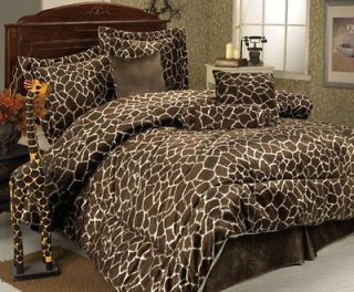 7pcs queen giraffe animal kingdom bedding comforter set 