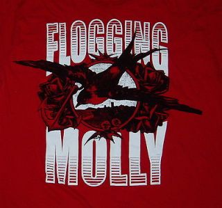FLOGGING MOLLY T Shirt (L) Large Red thin lizzy irish u2 dropkick 