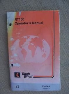 1998 Ditch Witch RT150 Tractor Operator Manual Heavy Machine Trencher 