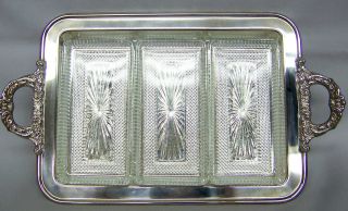 VTG Vintage Leonard E.P. Silver Plated Footed Relish Tray with 3 
