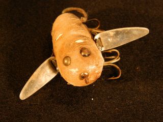 Vintage mouse fishing plug lure, Blades swivel. Heddon Crazy Crawler 