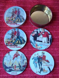 JOHNNIE WALKER rare tin with 4 coasters from Greece
