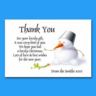   Personalised Christmas Thank You Cards + Envelopes. Samples only 99p