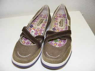 Simple Brand Shoes Canvas Suede Mary Janes Brown Womens 5.5 