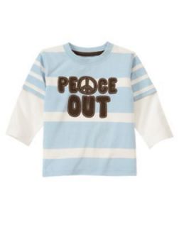 NWT Gymboree HALF PIPE HERO Peace Out Blue Ivory Striped Double Sleeve 