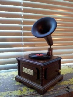 JAPANESE ANTIQUE STYLE GRAMOPHONE MUSIC BOX RARE GIFT WOOD MADE FROM 