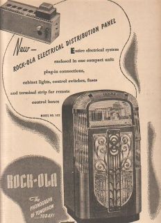Rock Ola model 1422 phonograph 1946 Ad  electrical distribution panel