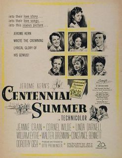   Ad Centennial Summer Jerome Kern Preminger   ORIGINAL ADVERTISING