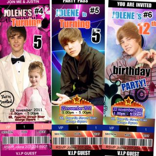Justin Bieber Tickets Xmas Birthday Invitations w Photo New 2 x 6 