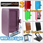  Leather Case Cover with LED Light for  Kindle 3 3g keyboard