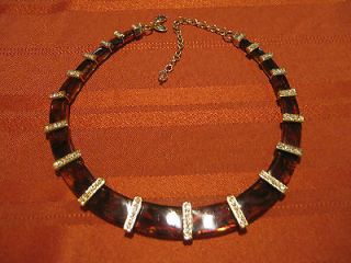 lia sophia Kiam Family Necklace Collar With Tortoise & Rhinestones 