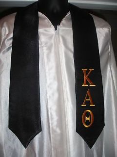 Kappa Alpha Theta Greek Embroider Letters Black Graduation Stole