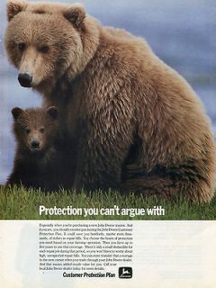 1990 John Deere Tractor Customer Protection Plan Ad Bear & Cub