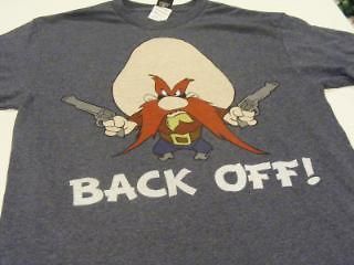 Yosemite Sam Back Off Heather Blue T Shirt Looney Tunes New Ready to 