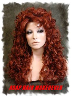   Full Curly Wig Wigs with Wavy Bangs & Long Layers in Copper Red #130