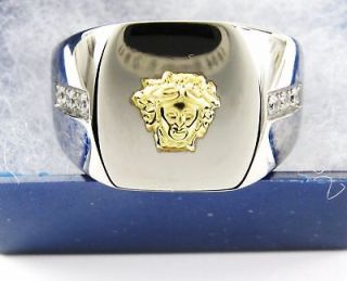 18k Gold Medusa Versace Style 316l Stainless Steel Ring size 12