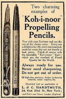 1911 Vintage Ad Koh i Noor Mechanical Pencils Hardtmuth   ORIGINAL 