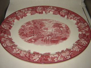 Huge 21 Enoch Wood & Son English Scenery Oval Red Turkey Serving 
