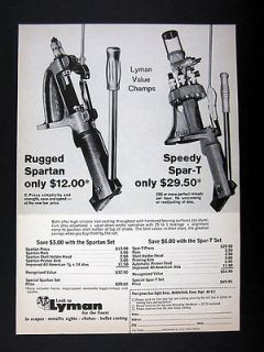 Lyman Spartan & Spar T Reloading Press Models 1966 print Ad 