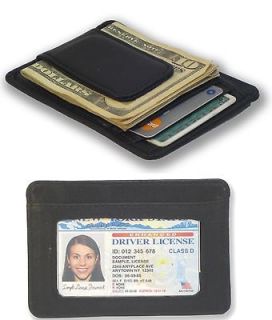 Leather Money Clip Magnet Slim Thin Front Pocket Wallet with ID 